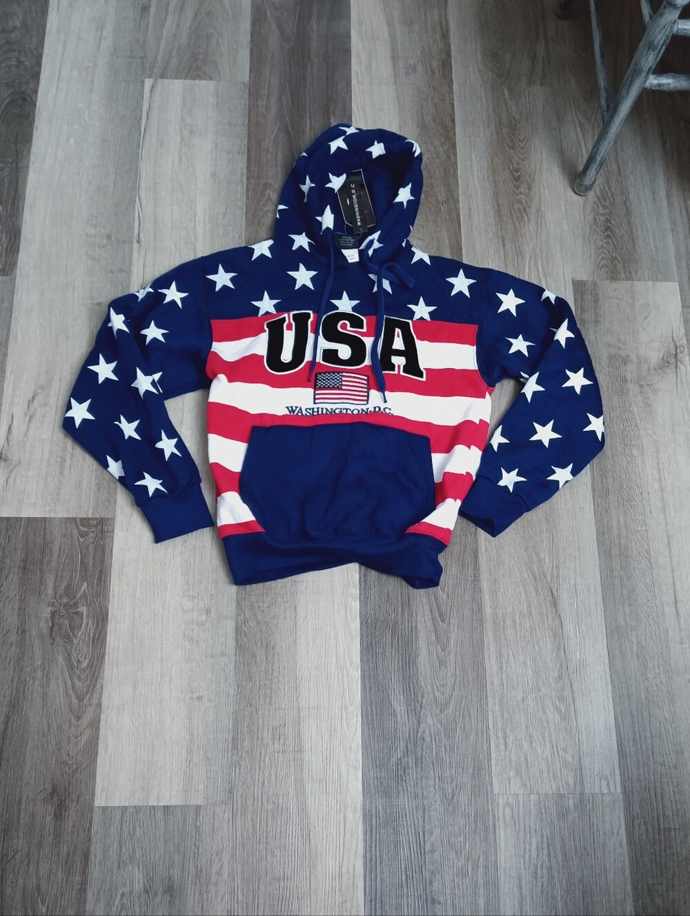 DC USA Flag Pullover Hoodie - Blue/Red/White
